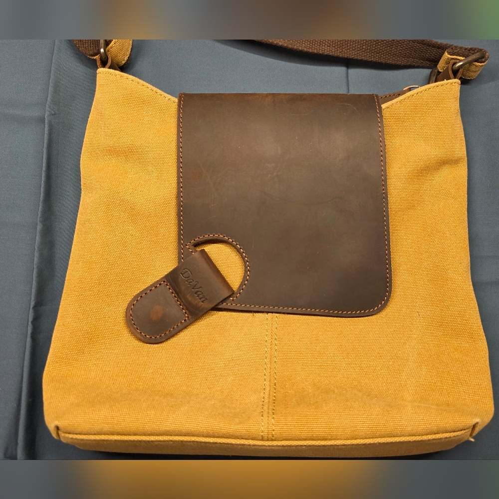 Canvas & Leather Crossbody MESSENGER Bag
